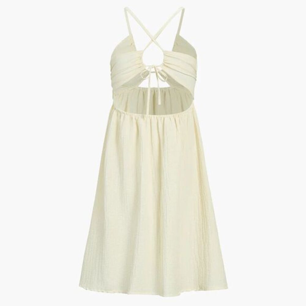 Commense Cutout High-Slit Beige Midi Dress Size S - Picture 13 of 15
